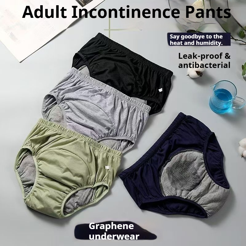 Boxer Brief Pack Cotton - Графеновые антибактериальные подгузники-трусы для взрослых, непромокаемые,