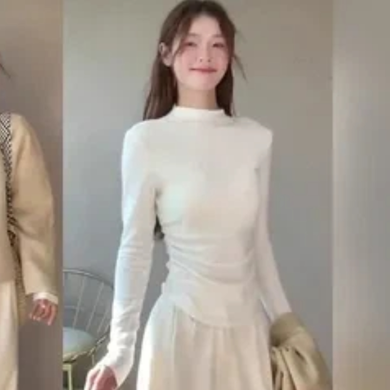 Base Layer Top - Женская термофутболка с воротником-стойкой, начесом и
